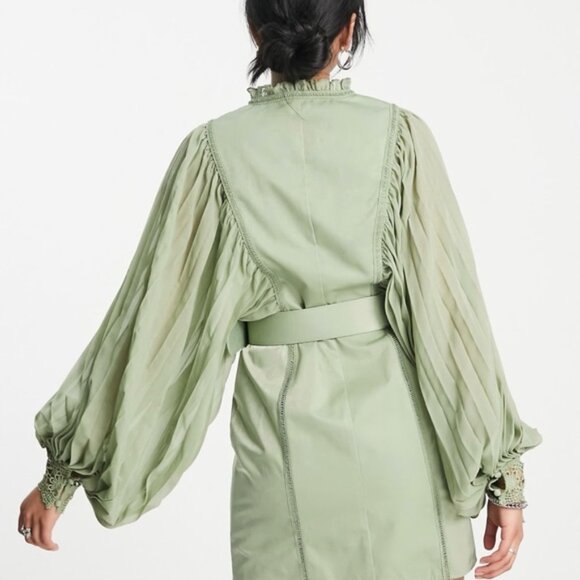 ASOS esign ini ress ith leated leeve nd uipure ace rim - Picture 3 of 14